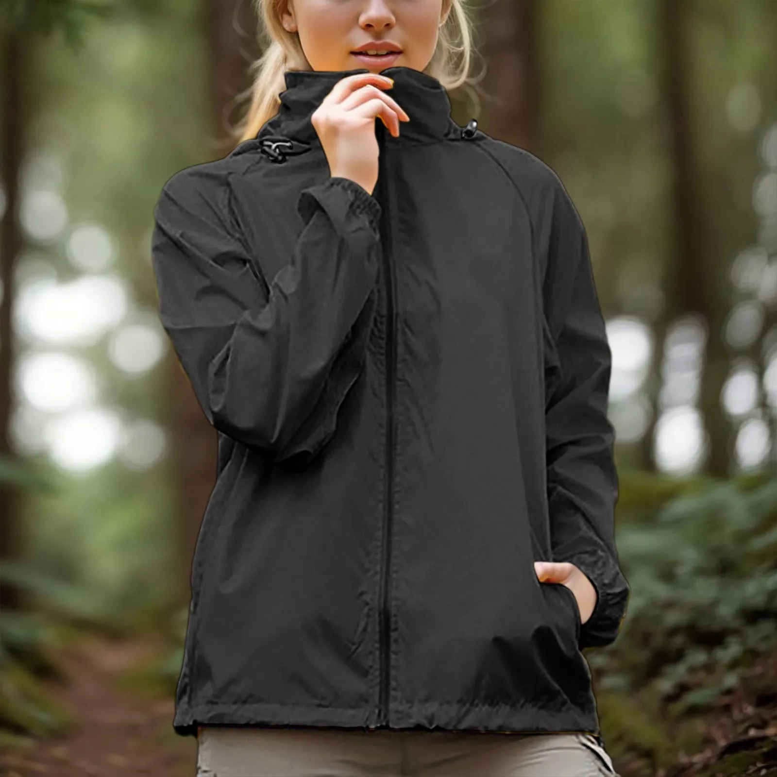 Bangus Veste De Pluie Pour Femmes Avec Capuche Imperméable Légère Manteaux De Pluie Pour Femmes Respirant Trench Long Extérieur