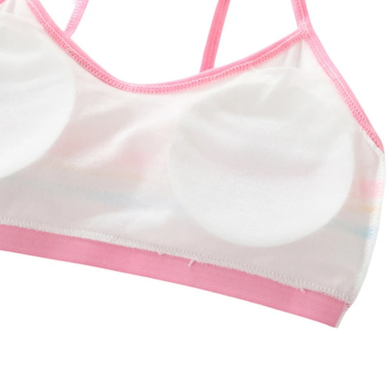 Cute Teenager Girls Cotton Bra Children Underwears Young Girls Wireless Solid Color Bras Kids Sports Training Bra Vest Tops