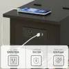 End Table with Charging Station, Flip Top Bedside Table with USB Ports, Narrow Nightstand with Storage Shelves, for Small Space 6