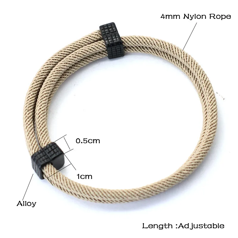 Nylon Rope Adjustable Unisex Bracelet for Outdoor Leisure