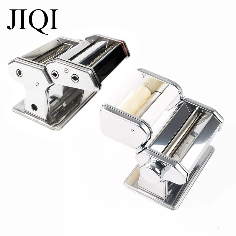 Hand Crank Pasta Maker 2 Blades Stainless Steel Manual Dumpling Noodle Making Machine Pressing Spaghetti Cutter Dough Hanger