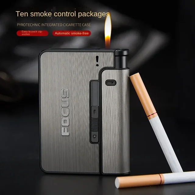 Portable Automatic Cigarette Case Metal Cigarette Boxes 10PCS Cigarette Holder Case Not Lighter Gadget For Men Christmas Gifts 1