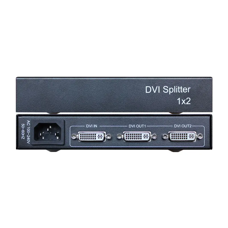AMS-D1S2 1080P 1x2 Port DVI Splitter 1 in 2 Out Distributor monitors Split 1 Video Signal to 2 Displays for LCD DVD TV Player 1 in 2 out hdmi converter connect cable cord 2 dual port y splitter 1080p