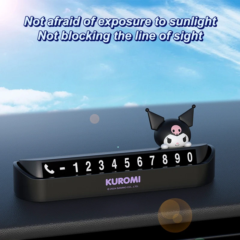 

Автомобильный парковочный знак Sanrio, скрытый временный подвижный номерной знак, милый номерной знак Hello Kitty Kuromi Melody, номерной знак телефона, интерьер автомобиля