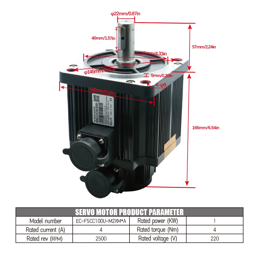 CNC 라우터용 서보 모터 130 플랜지, 단상 또는 3 상 드라이브, RS485 3M 케이블, 1kw, 2500PPR, 4N.m, AC220V, 2800RPM