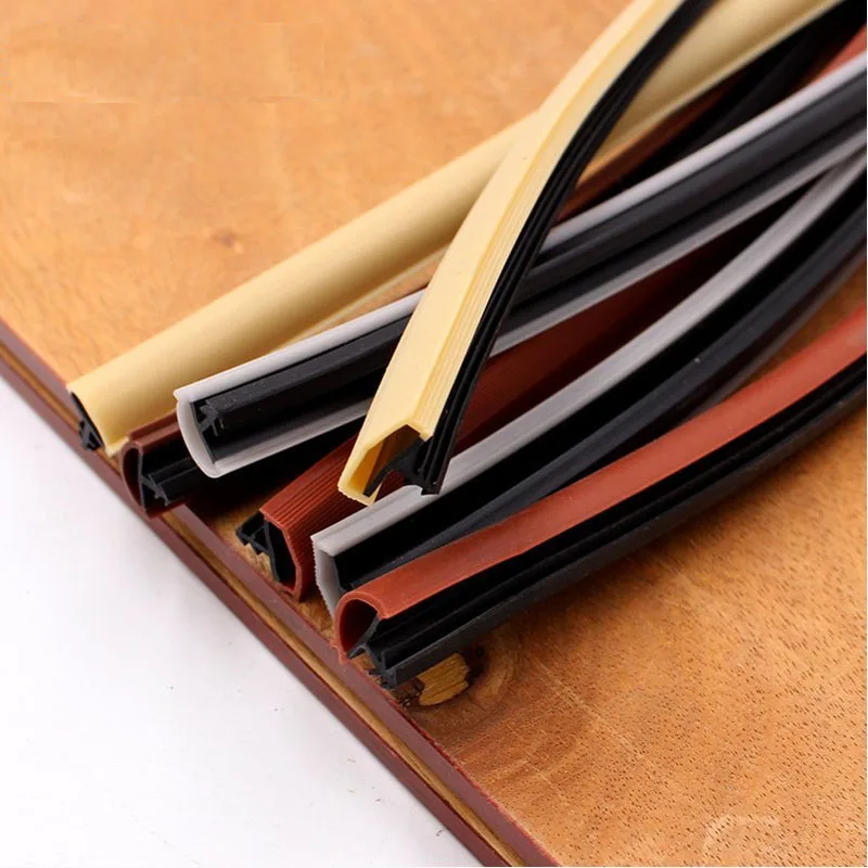 Wooden Door Seal Strip Insert Slot Crash Bar Window Gasket Sealing Soundproof Pad Windproof Card Slot Noise Insulation 5M