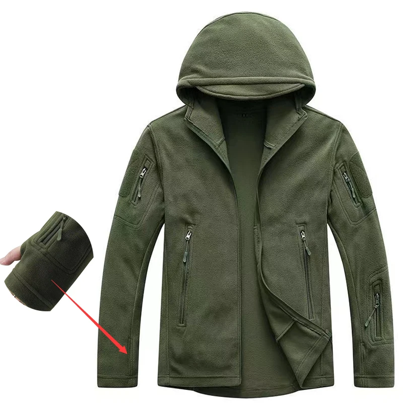 

Men's US Military Winter Thermal Polar Fleece Tactical Jackets, Outdoor Sports Hood Coat, Softshell Hiking Army Camping Trekking