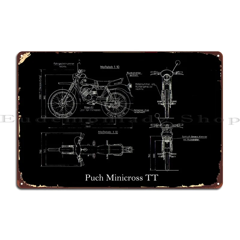 Puch Minicross Tt 1982 Metal Sign Wall Decor Garage Crea Personalizza Wall Murale Tin Sign Poster