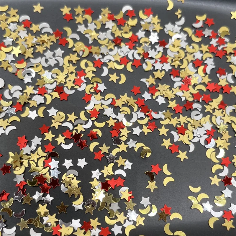Gold Star n Moon PVC loose Sequins Glitter Paillettes for Nail Art Manicure, wedding Confetti,Ornament Accessories, Filler 20g,sequin embroidery accessories,nail art decor,sequins for crafts,sequins accessories,sequins jewelry accessories