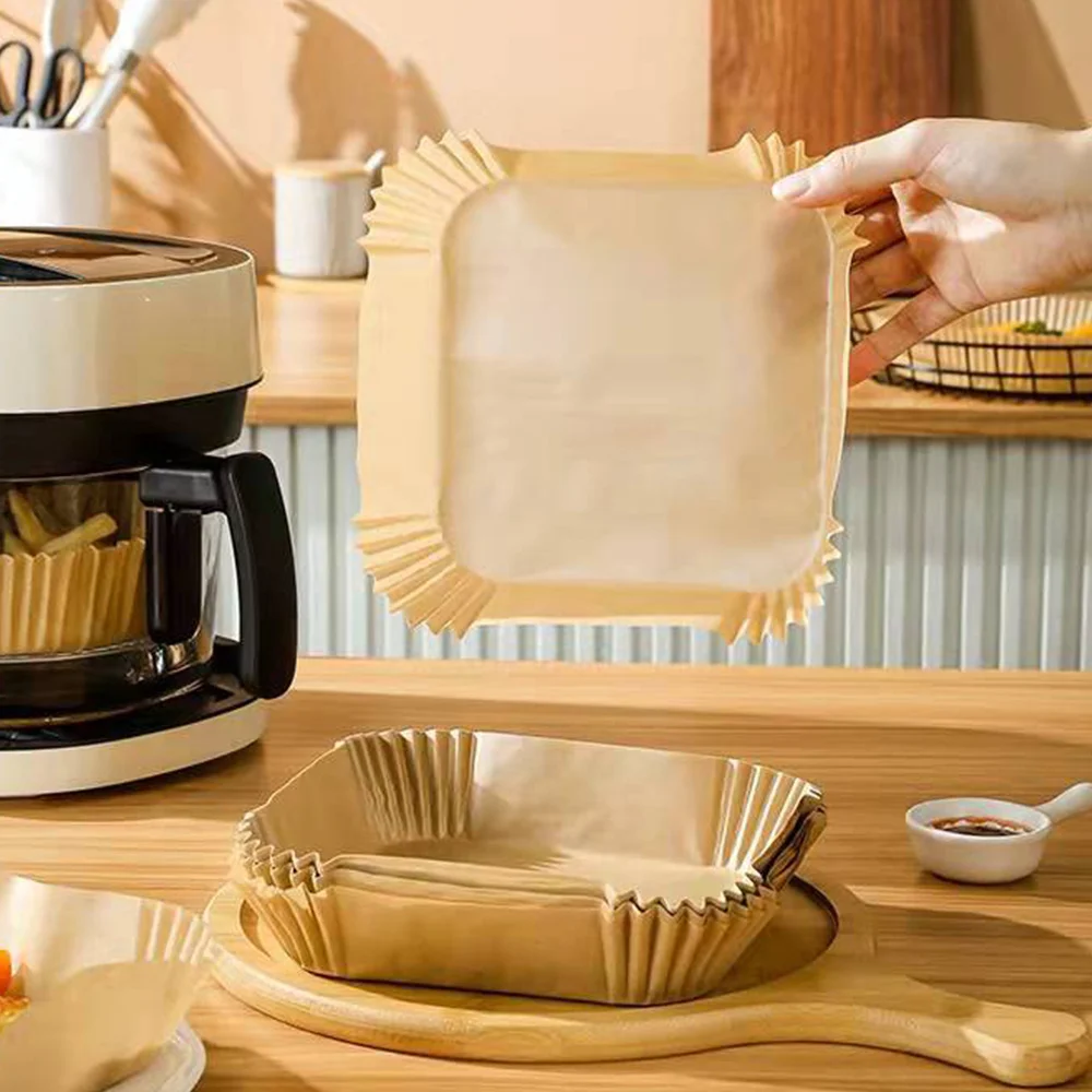 

50Pcs Air Fryer Parchment Paper Liners Non-Stick Disposable Liners , Perforated Square Parchment Paper for Baking