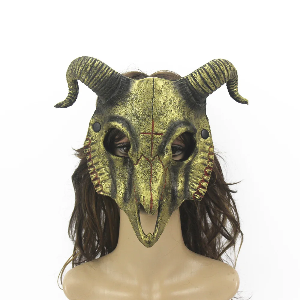 Goat Head Mask Cosplay | Horns Demon Mask | Goat Mask Horns | Halloween Goat Mask - Aliexpress