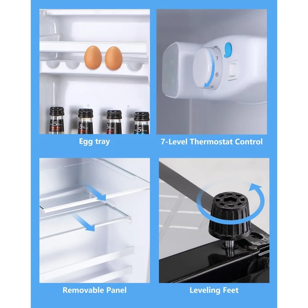 4.0Cu.Ft Compact, Small Refrigerator with Freezer, Retro Fridge with Dual Door, 7 Level Adjustable Thermostat for Garage, Dorm