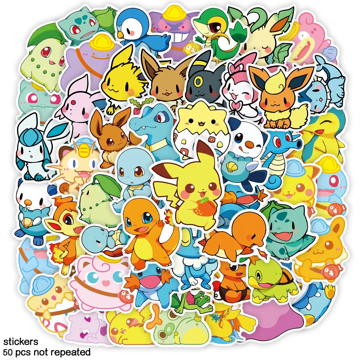 

2023 New 50 Pieces of Cute Pokemon Q Version Creative Graffiti Stickers Mobile Phone Case Motorcycle Helmet Decorative Stickers