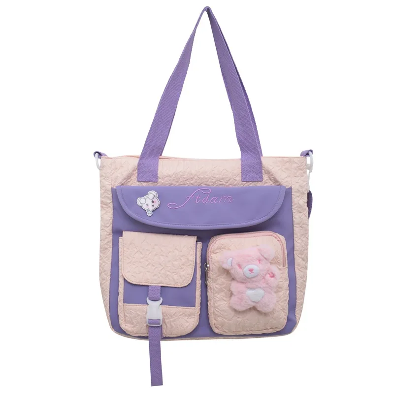 2023 New Shoulder Bag Mori Girl Crossbody Bag Student Large Capacity Schoolbag Trendy Sweet Design Pocket Casual Nylon All-match