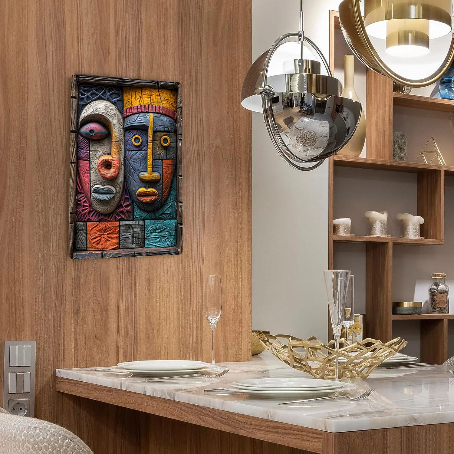 لوحة جدارية معدنية أفريقية من الألومنيوم ثلاثية ال...