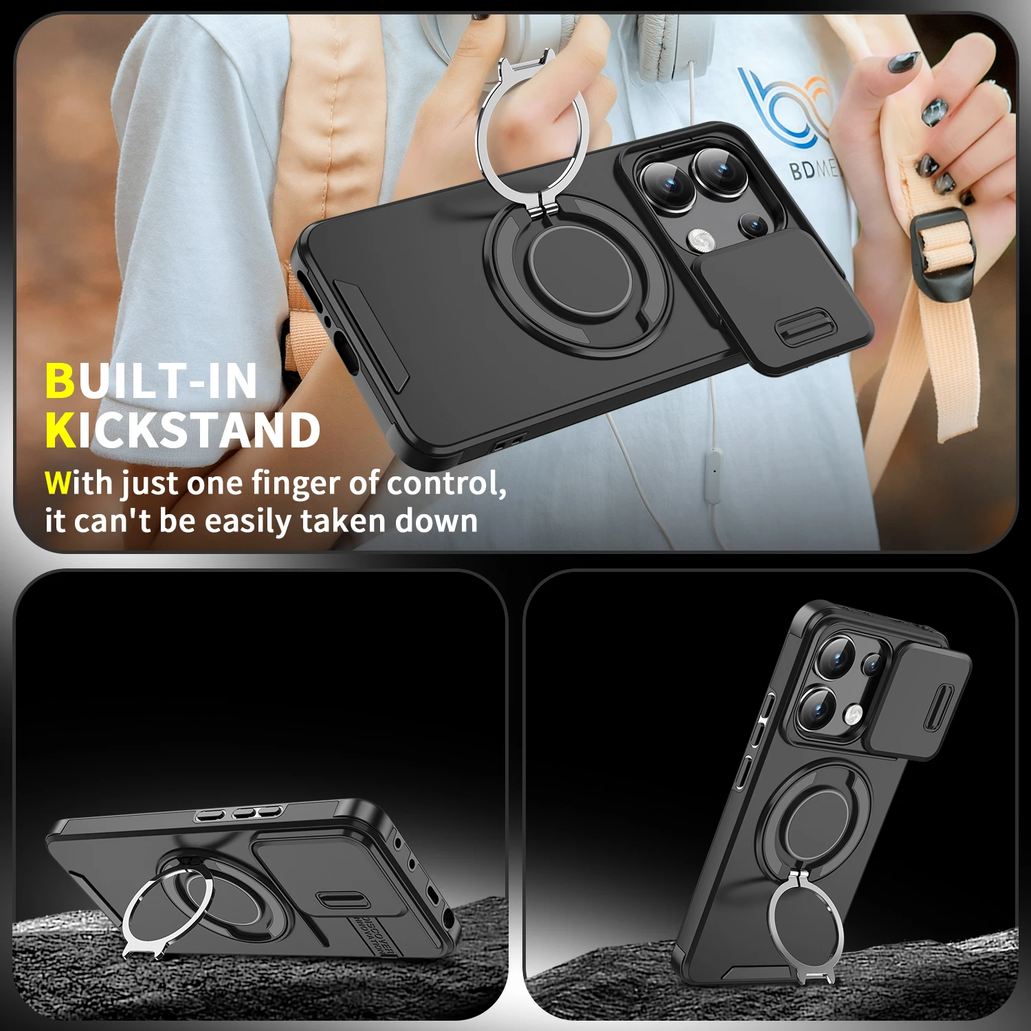 Luxury Armor Phone Case with Magnetic Bracket Holder and Shockproof Design