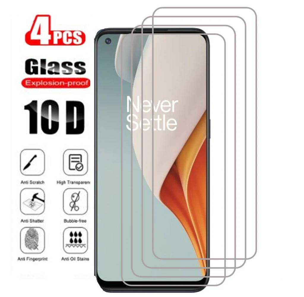 

4Pcs Tempered Glass For Oneplus 9 9R 7 8 10 T R Nord N10 N20 5G Nord N200 CE 5G ACE Screen Protector Glass Film