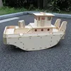 Wooden Springer Pusher Boat Model Kit Rescue Ship DIY Hand Assembled Tugboat Model Toy Gift 3