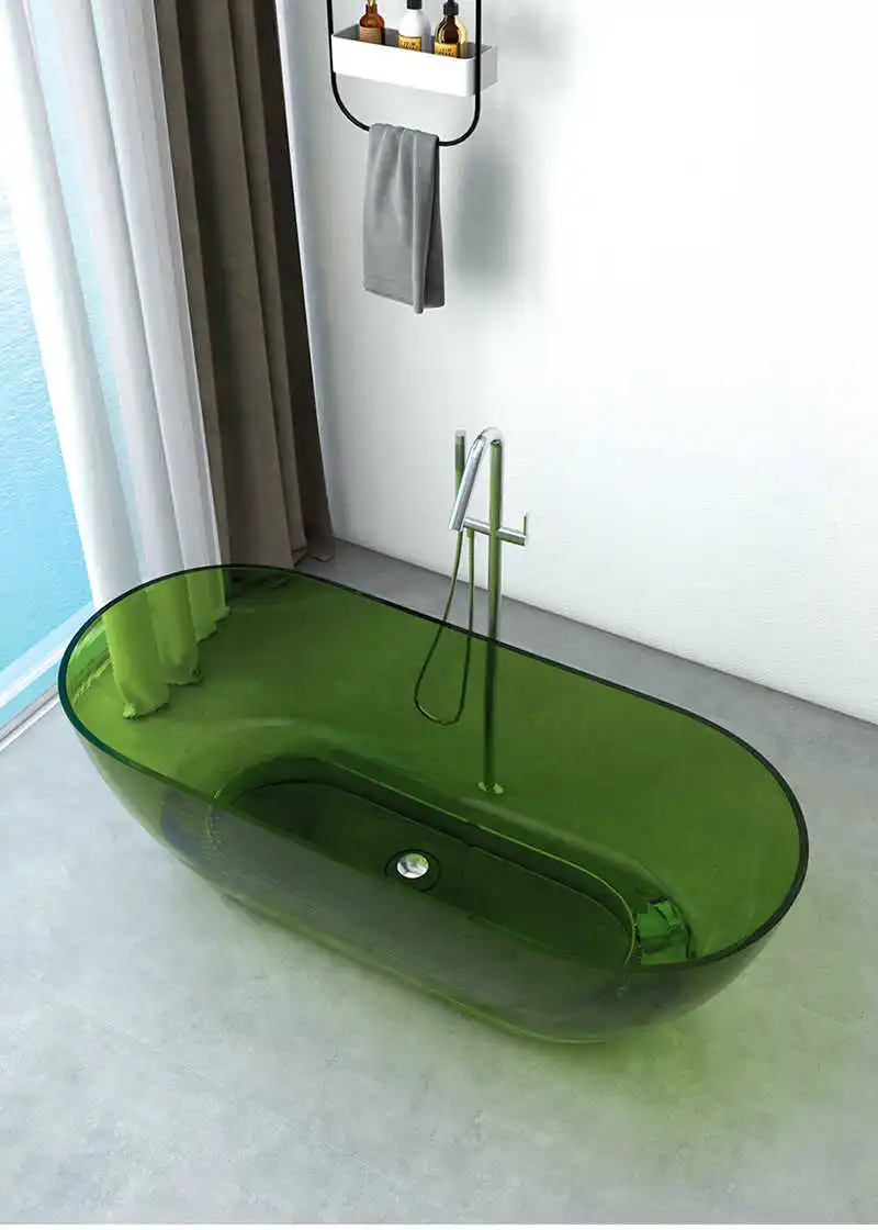 Resin Freestanding Bathtub New Design 1750x750x550mm Online Celebrity Colored Transparent Muti-Sized Tub RS1038