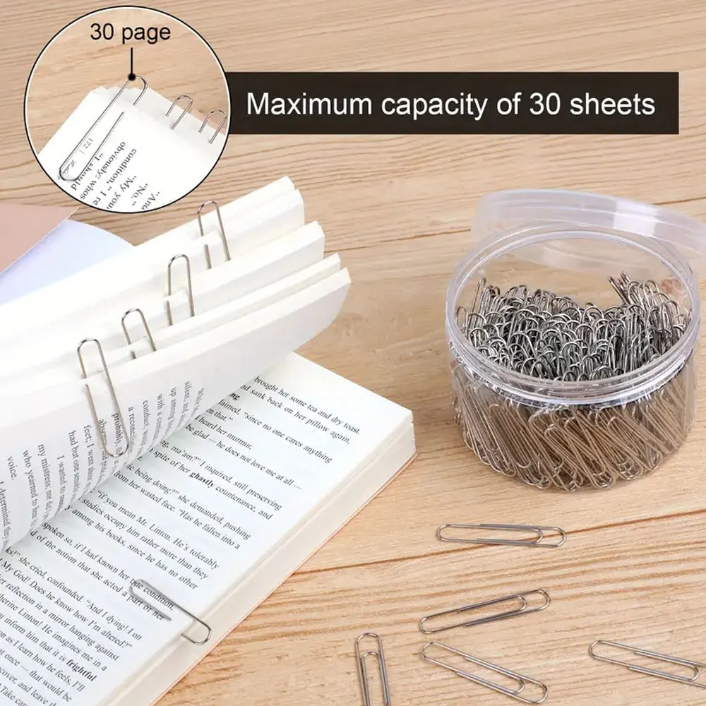 300pcs Silver Paper Clips, 28mm Office Binding Paper Clips, Suitable for Office File Storage, School, Home. - 4