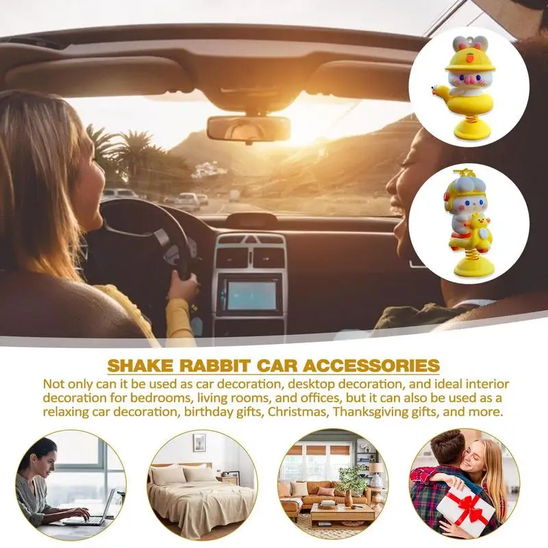 

Bobble Head Rabbit Car Dashboard Ornament Dashboard Rabbit Figurine Durable Resin Car Accessories Bunny Rabbit Lucky Statue Home