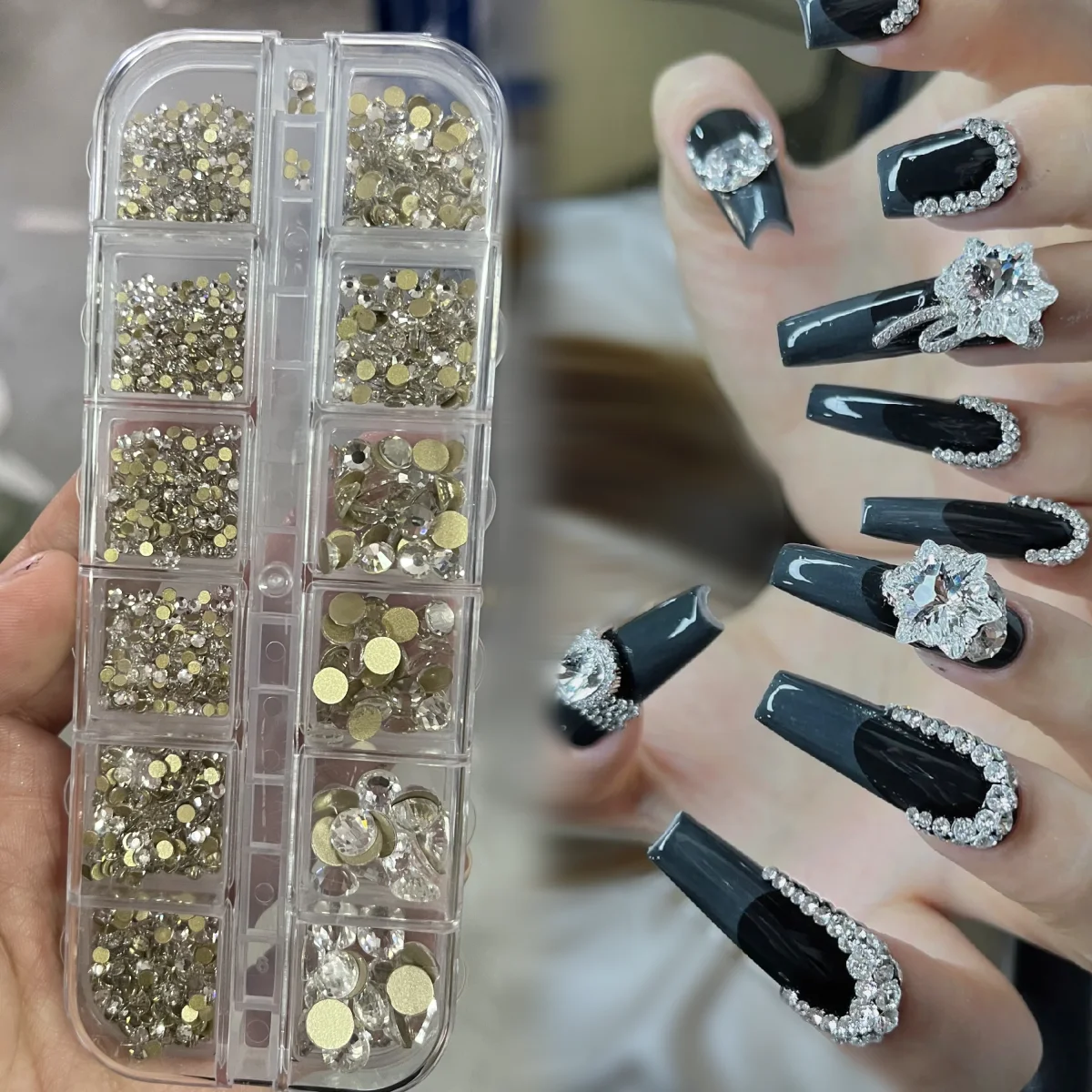 Sparkling Crystal Nail Art Rhinestones Kit with Tools