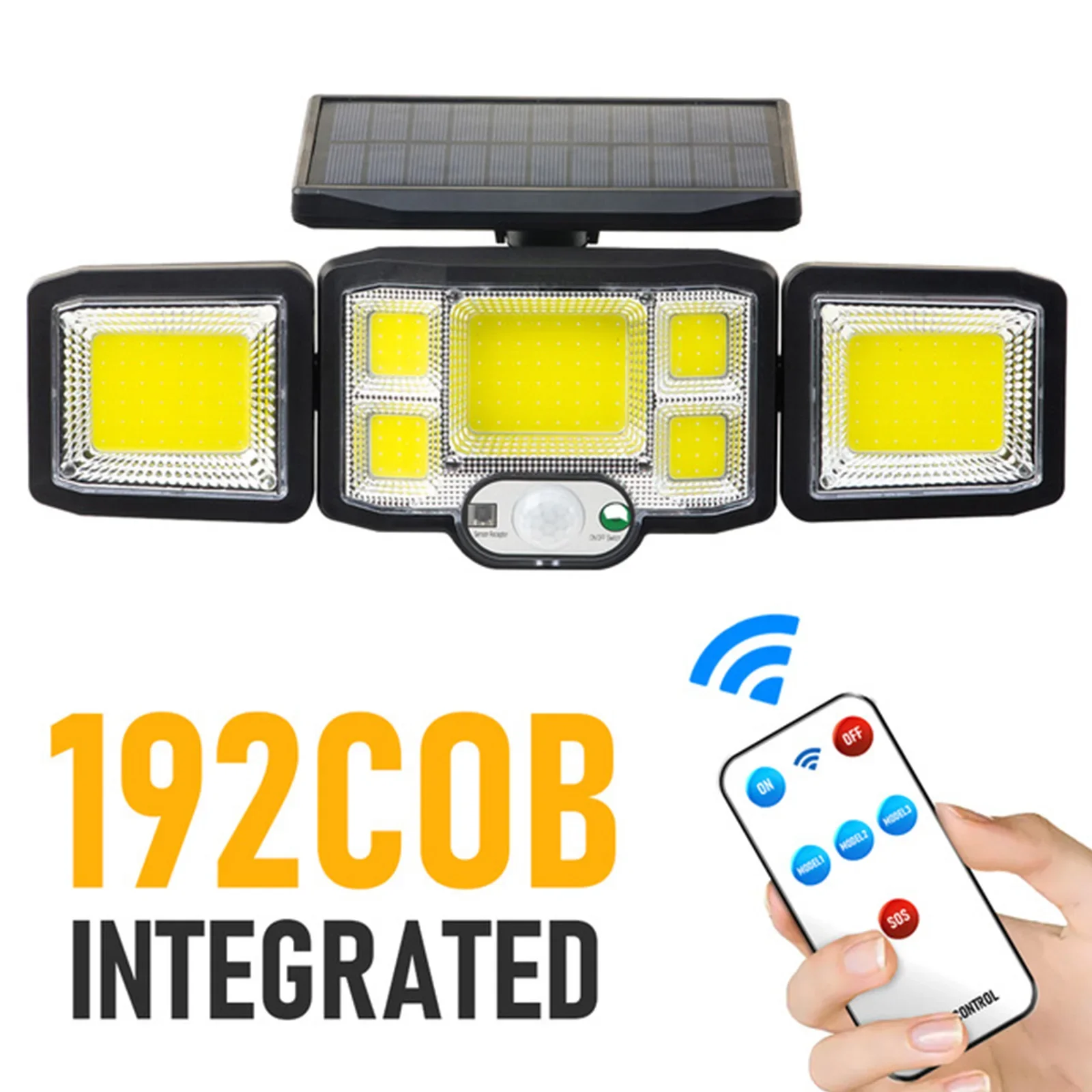 192 Cob/ Led Solar Light Lampada Da Parete Per Esterni Sensore Di Movimento Sicurezza Led Flood Light Ip65 Impermeabile 3 Modalità Di Lavoro Telecoman