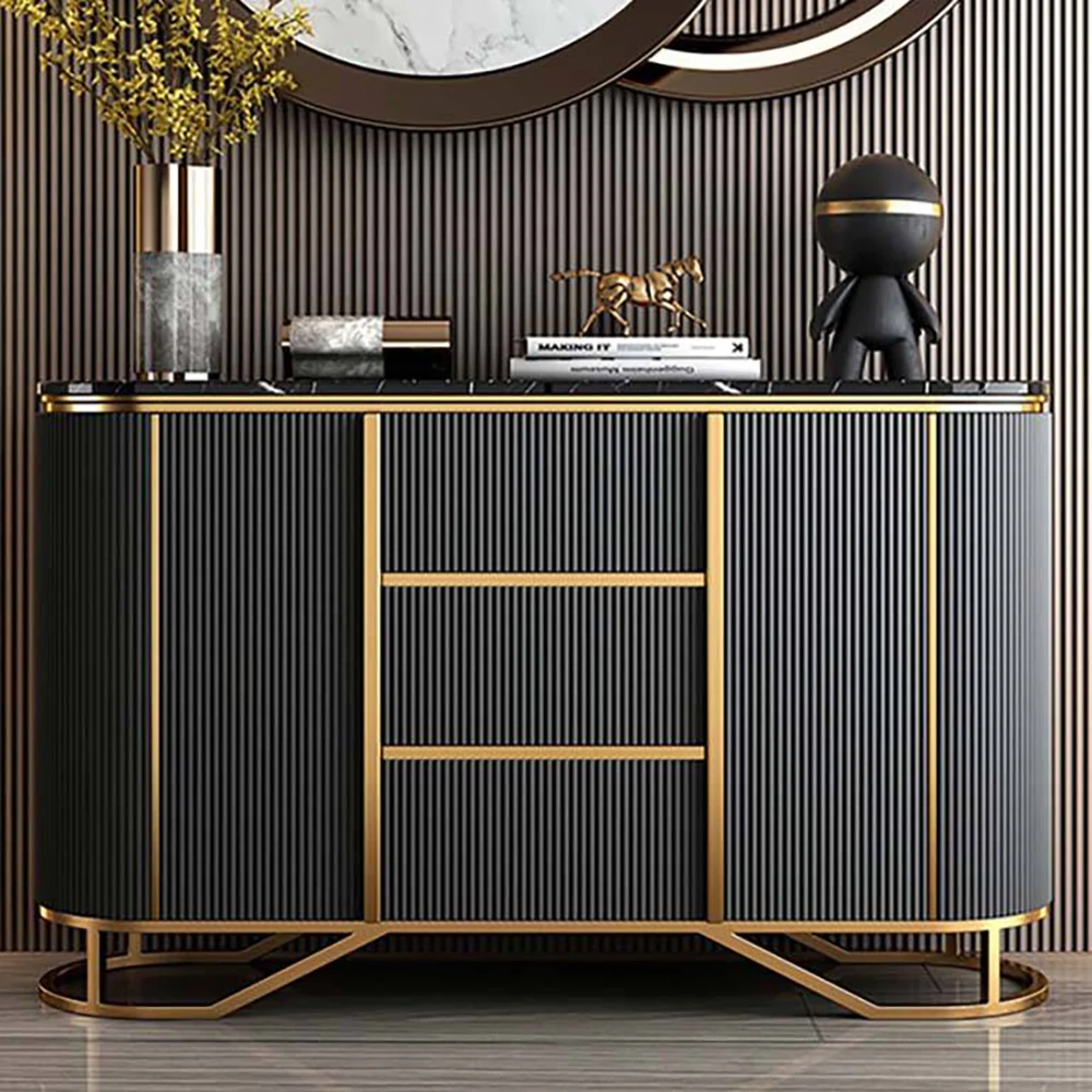 Luxury Console Sideboard Dining Room Buffet Cabinet with Marble Top for Home Restaurant Hotel Furniture