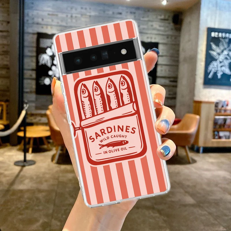 Transparent Soft TPU Phone Case with Funny Fish Sardines Laser Design