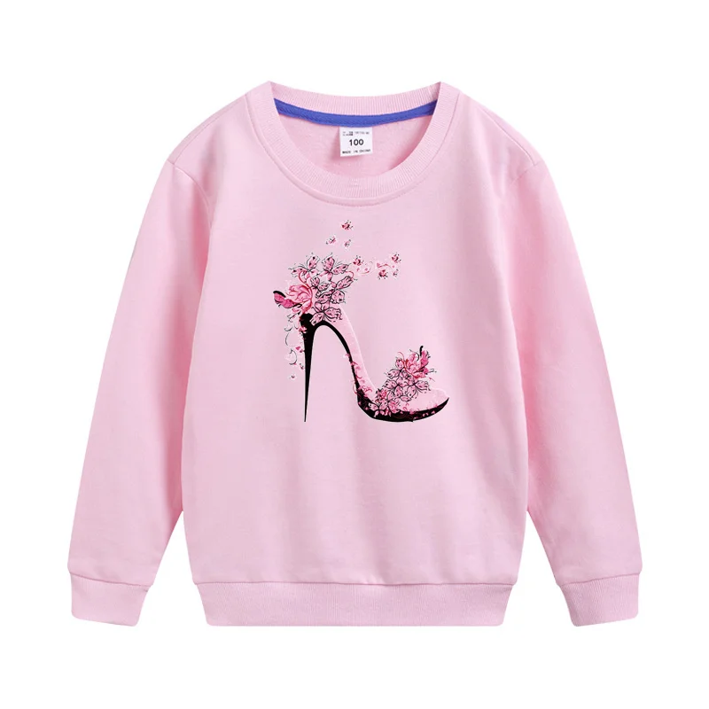 

Aimi Lakana Spring Autumn Pullover Baby Girls Cotton Sweatshirt Fashion High heel Shoes Pullover Girls Casual Sweater 3-14T