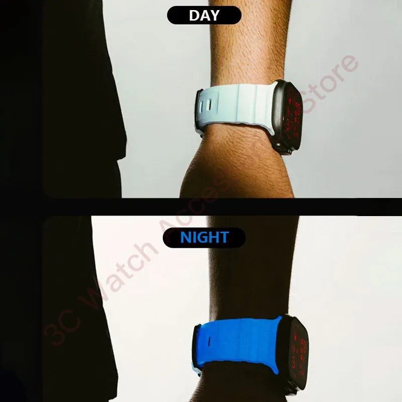 Silicone & Titanium Metal Hybrid Bracelet Strap