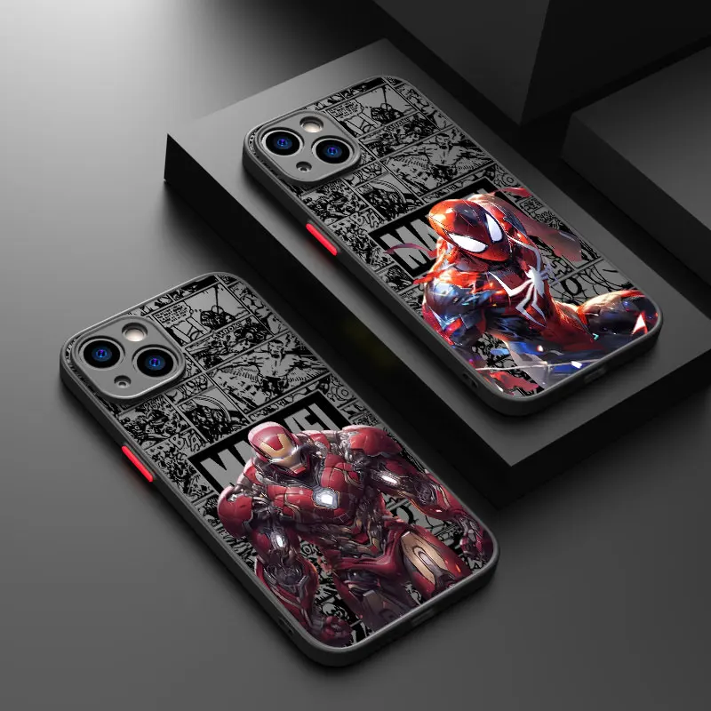 Cover Marvel Spider Man Iron Man Custodia Rigida Per Pc Per Apple Iphone 13 Pro 15 Plus 12 14 Pro Max 11 12 Pro 14 Pro 12 Pro Max Bumper