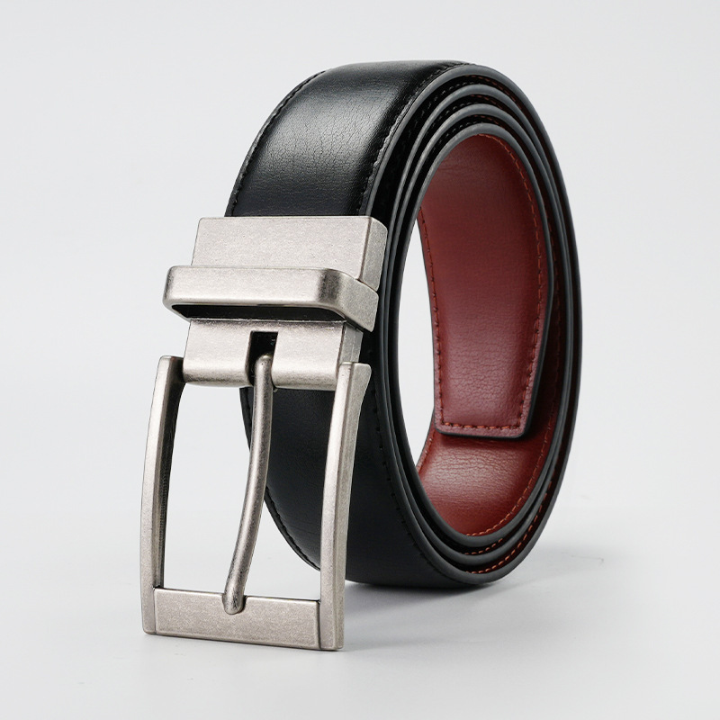 Double-sided Use Belt Men's Rotatable Pin Buckle Cowhide Belt Versatile Middle-aged and Young Men's Belt