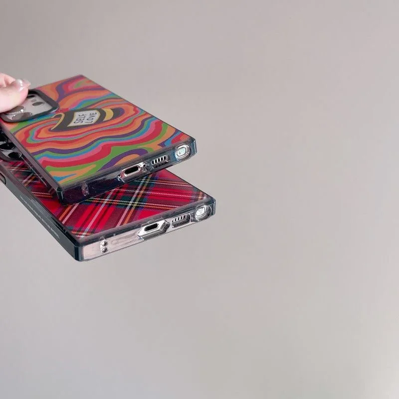 Self Love MagSafe Acrylic Black Border Case for Samsung Galaxy S22 Ultra S23 Ultra S24 Ultra Cover Protective Shell