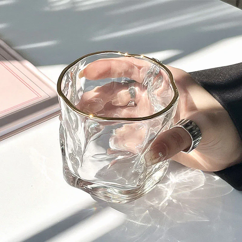 280ml Nordic Style Golden Edged Foreign Wine Glass Simplicity Juice Milk Tea Mugs Mojito Brandy Cups Party Cappuccino Mug Cafe