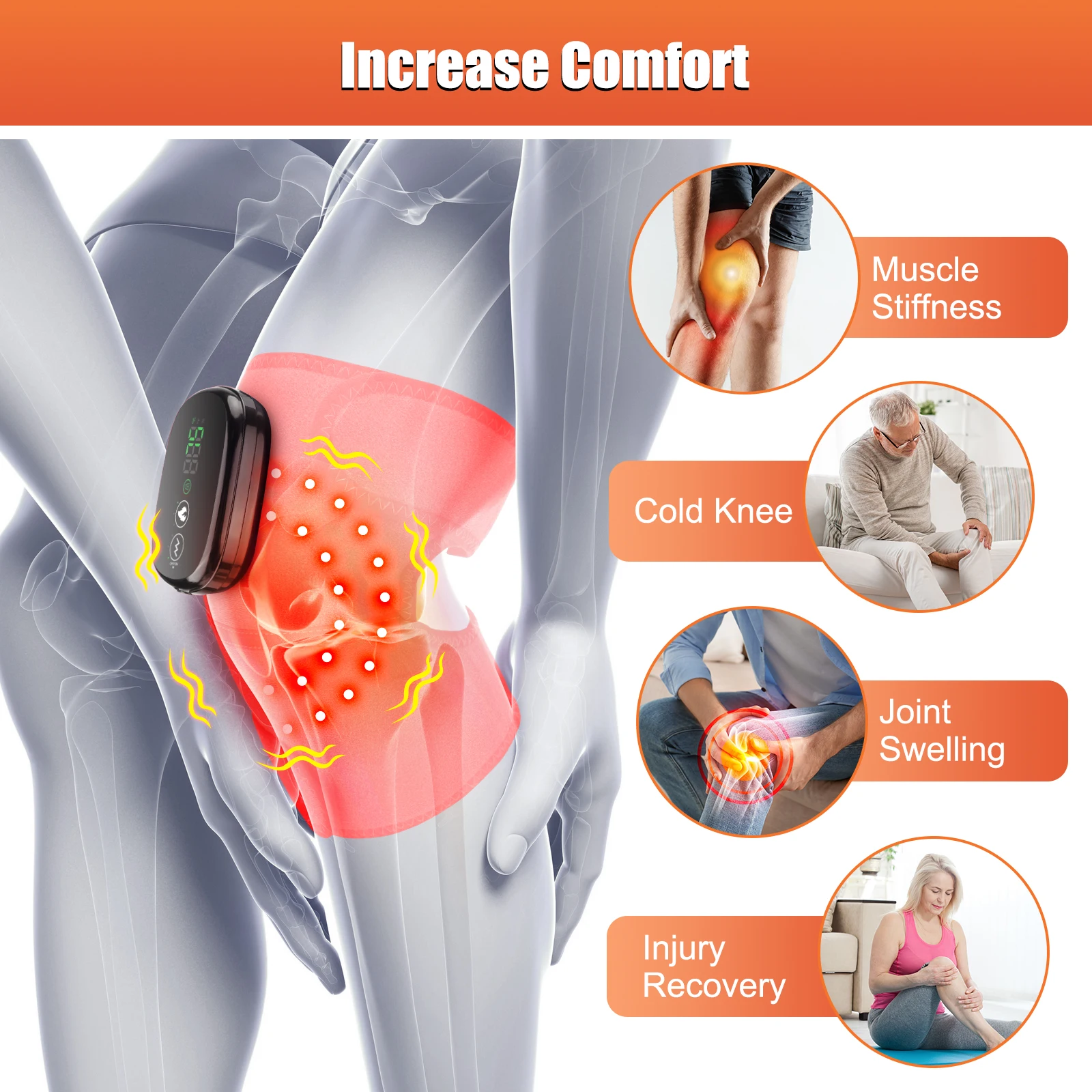Heating Knee Massage Pad Protection Vibration Red Light Vibrador Joint Pain Relief Instrument Swelling Arthritis Leg Elbow 4