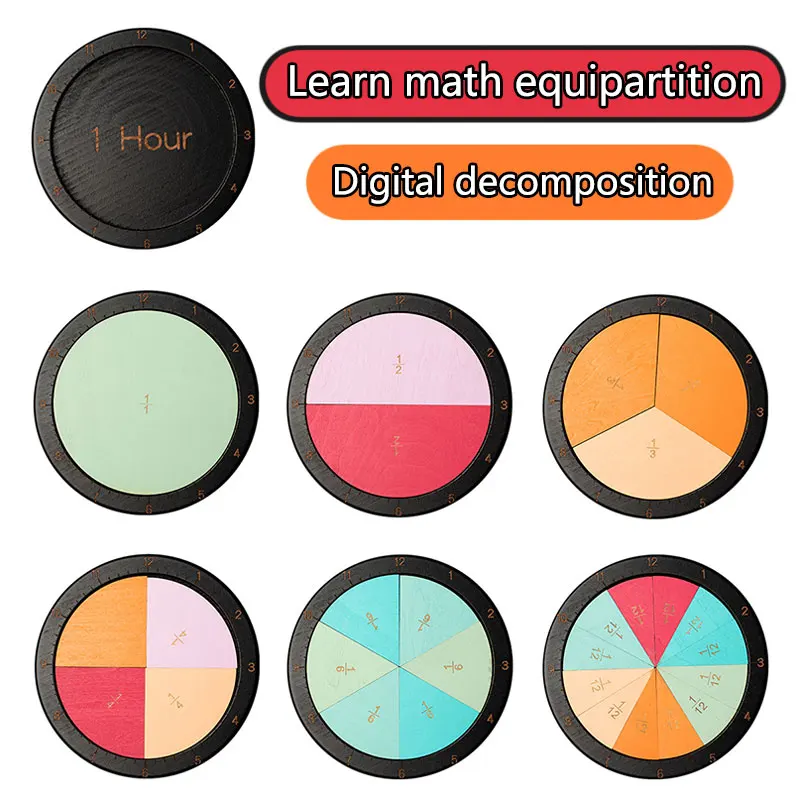 Children Fractional Decomposition Board Math Toys Montessori Parish Educational Learning Teaching Aids Toys For 7-14 Year Olds