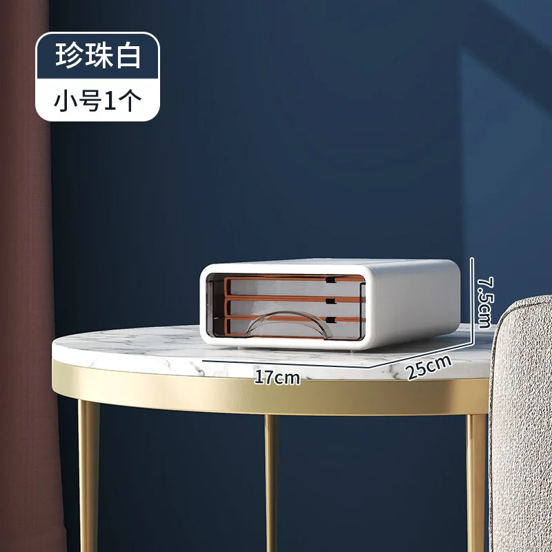 صندوق منظم سطح المكتب على شكل درج تخزين مكتبي مادة PP بلاستيكية قابلة للتكديس لغرفة النوم وغرفة المعيشة والدراسة والمطبخ والسيارة