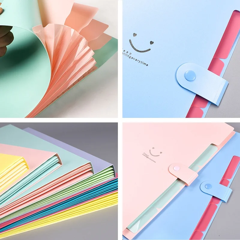 Cartella per organo A4 5 strati Macaron Colors File Manager Storage Cartella semplice per forniture di cancelleria per ufficio e scuola per studenti - immagine 2