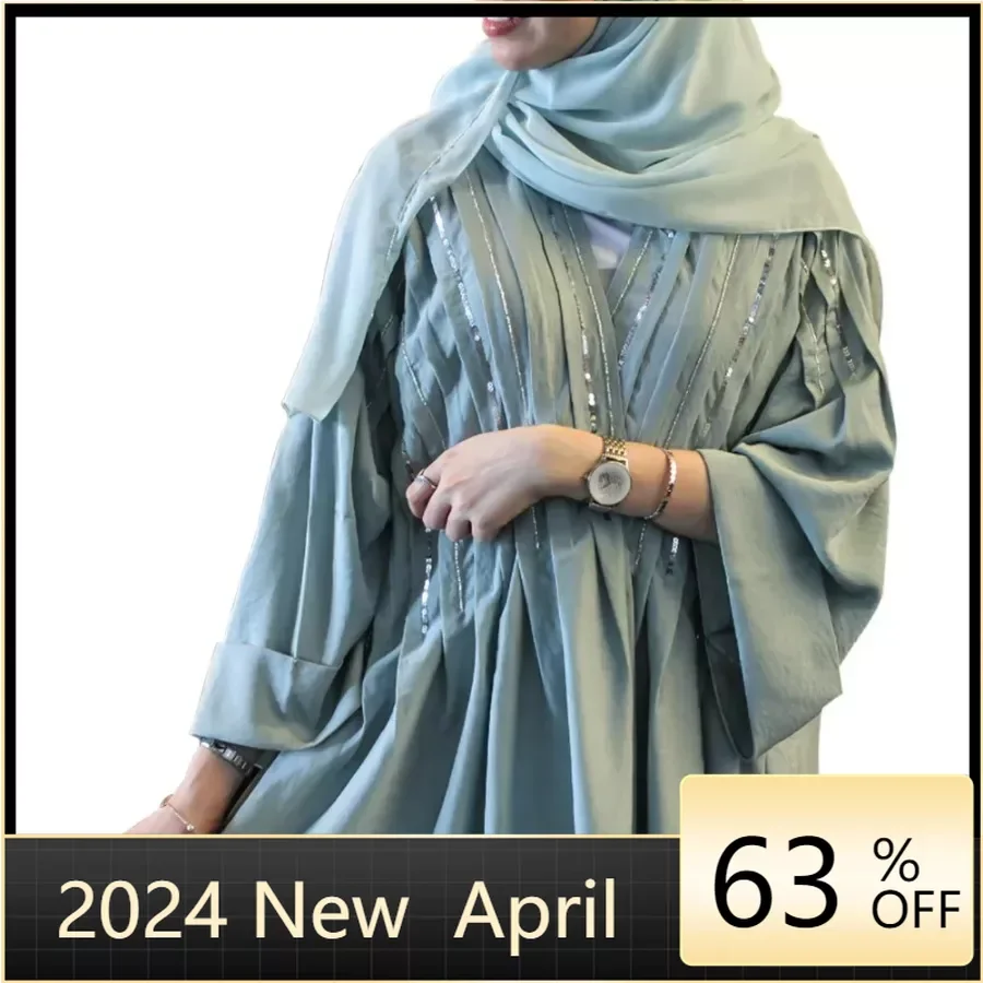 Middle Eastern Robe New Style Sequin Diamond Fashion Open Abaya Muslim Long Sleeves Cardigan without headscarf