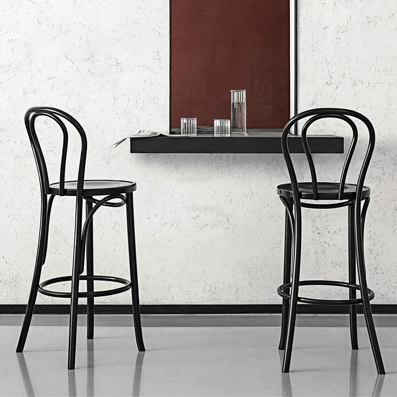 American Retro Solid Wood Bar Chairs Modern Creative Bar Furniture Nordic Designer High Chair