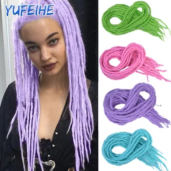 Soft Wool Light Purple Dreadlocks Hair Extensions Synthetic Nepal Felted Wool Double Ended Dreads Reggae Hairstyles Hippie Pink 1