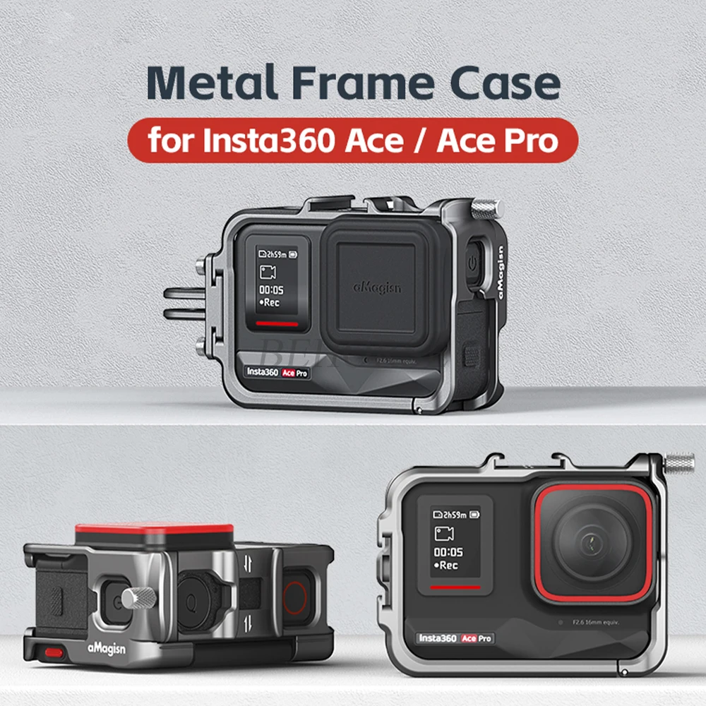 인스타 360 에이스 프로용 금속 보호 프레임, 금속 토끼 케이지, 수평 수직 프레임, 인스타 360 에이스 카메라 액세서리