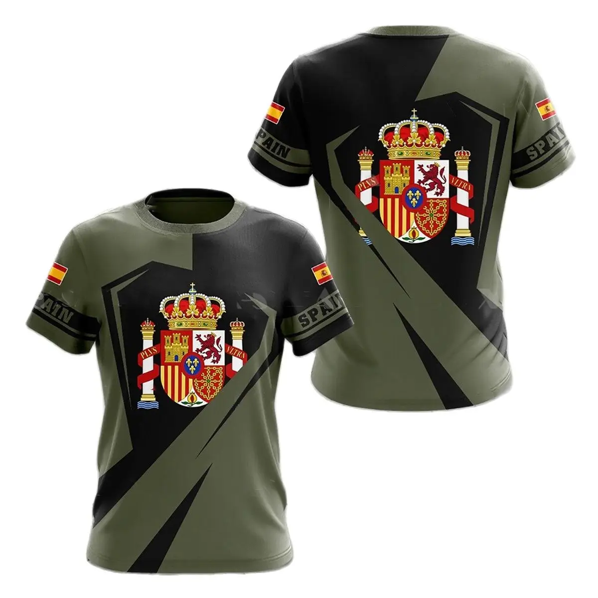 

Spain T Shirt Men's T-Shirt Spain National Emblem Print Tshirt 3d Short Sleeve Tops Fashion Loose Graphic T Shirts Male Clothing
