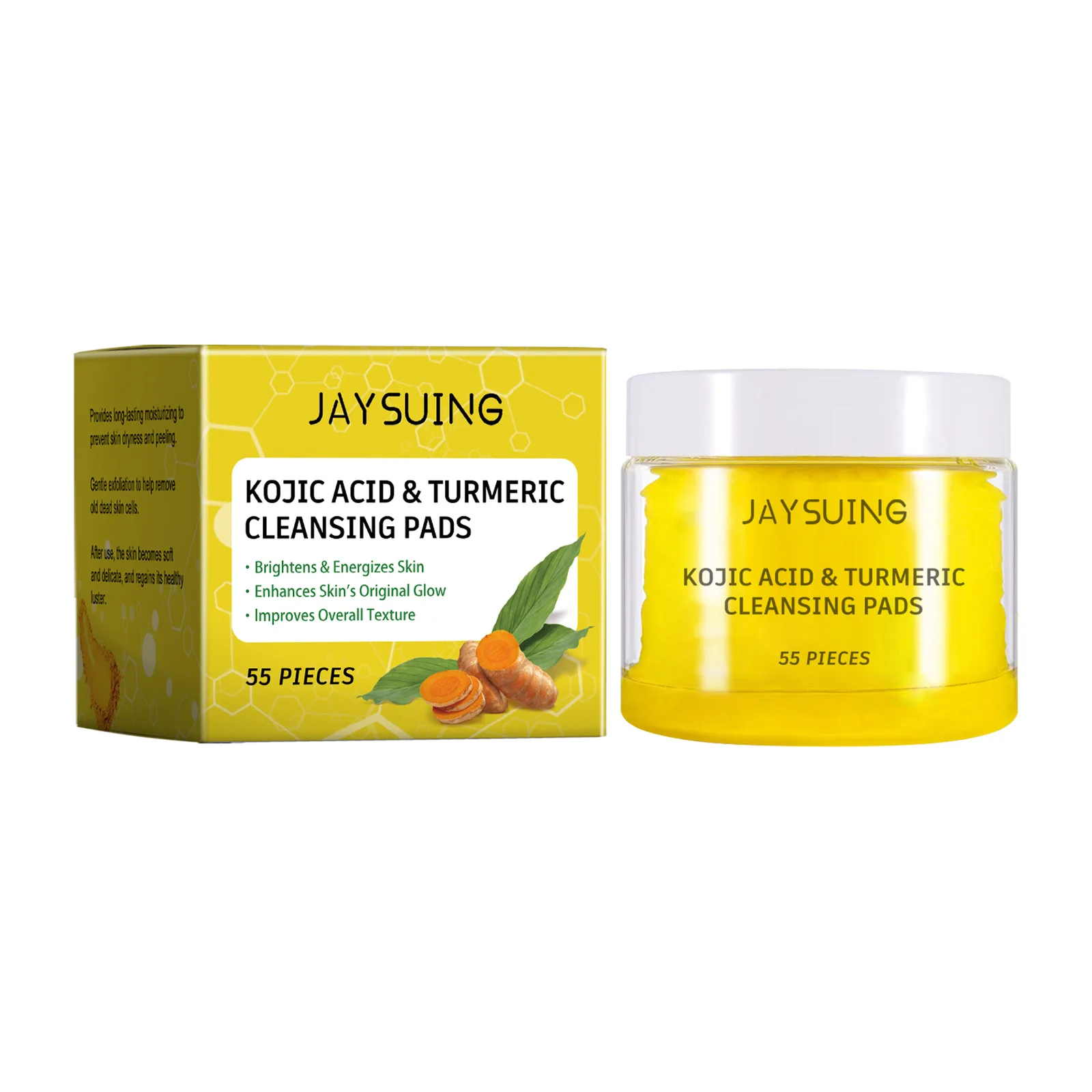 Turmeric Cleaning Pads Exfoliating Pads Dark Spo-ts Removal Unclog Pores Brightening Moisturizing Cleaning Facial Washing Sponge 2