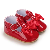 Spring and Autumn New Newborn Girl Infant Anti slip Walking Shoes, Girl Baby Red Comfortable Rubber Sole Bow Shoes Walking Shoes 2