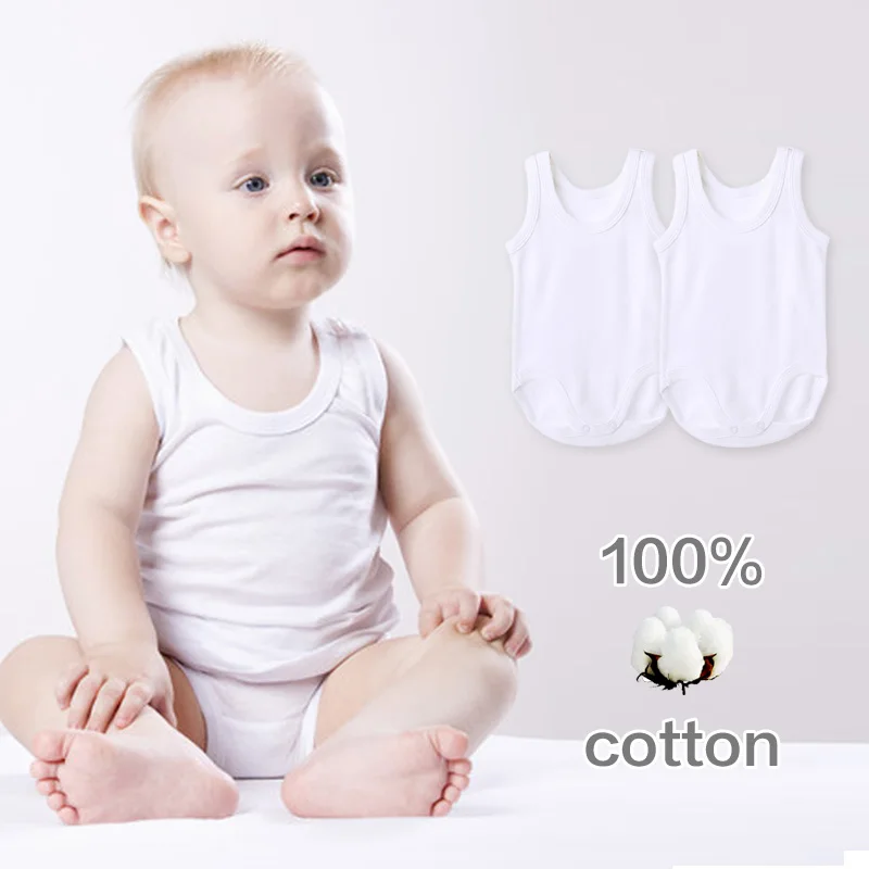 2/3/5pcs Newborn Baby Bodysuit  Unisex Baby Boy Girl Summer Clothes Sleeveless Jumpsuit Outfit Bebes Cotton White Vest Overall 2