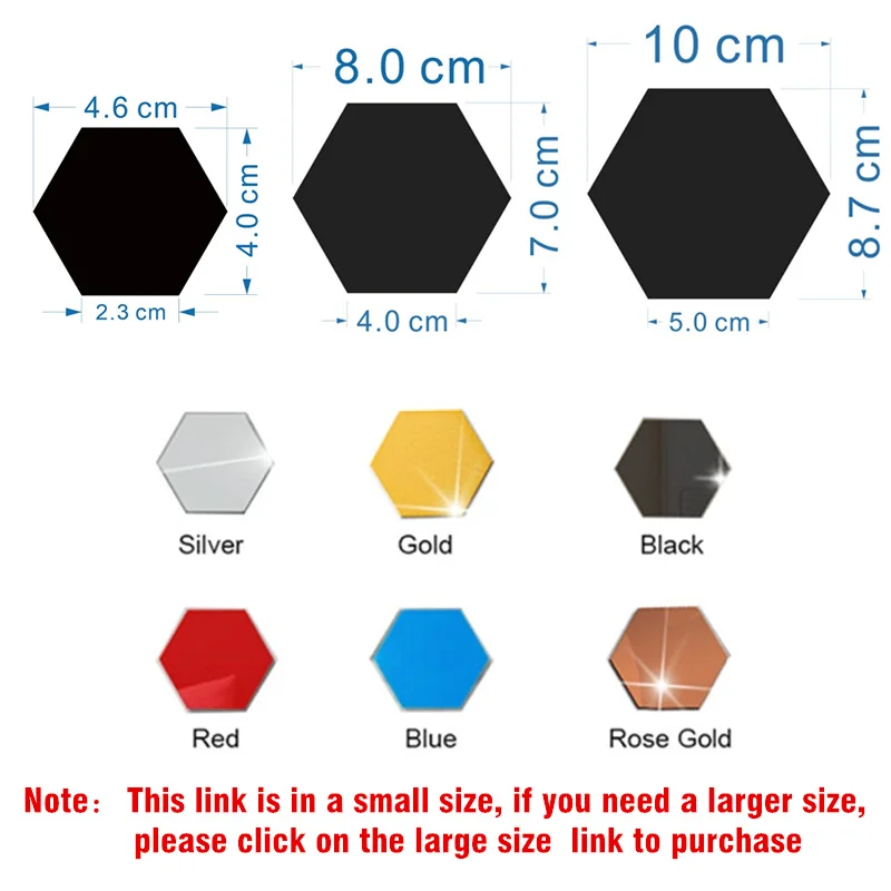 Bedroom Art Wall Home Decor Mirror Hexagon 3D Mirror DIY Wall Sticker 12Pcs wall stickers