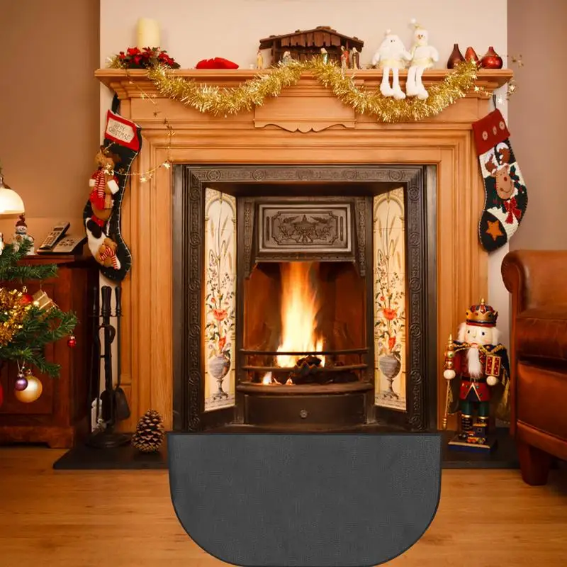 Half Round Fire Pit Mat Fireplace Carpet Durable Nonslip Protective