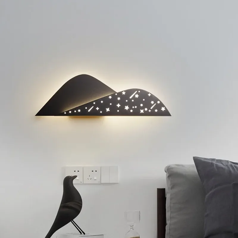 

Nordic Modern Wall Lamp Bedroom Decor Light Design Star Pattern Bedside Sconce Light LED Corridor BackGround Home Lustre Fixture
